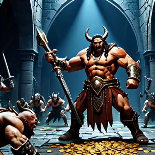 Home 6 Efficient Dungeon Farm**
"A fully geared Barbarian, fully clothed in appropriate battle armor, whirlwind attack amidst a horde of demons in a dimly lit dungeon. Emphasis on action and efficiency. Gold coins and valuable loot scattered on the ground. Background shows gothic architecture and demonic symbols. Safe for work, appropriate content, professional, perfect anatomy, correct proportions, natural pose, well-formed hands, proper finger count, natural body proportions, high quality."
**
