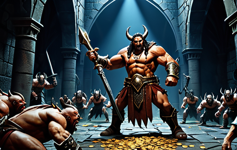Efficient Dungeon Farm**

"A fully geared Barbarian, fully clothed in appropriate battle armor, whirlwind attack amidst a horde of demons in a dimly lit dungeon. Emphasis on action and efficiency. Gold coins and valuable loot scattered on the ground. Background shows gothic architecture and demonic symbols. Safe for work, appropriate content, professional, perfect anatomy, correct proportions, natural pose, well-formed hands, proper finger count, natural body proportions, high quality."

**