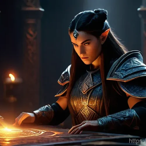 디아블로4 전설 장비 강화 - **Prompt 1: The Occultist's Enigma**
    "A female Barbarian, fully clothed in intricate, heavy Diab...