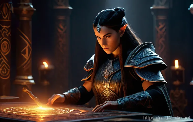 디아블로4 전설 장비 강화 - **Prompt 1: The Occultist's Enigma**
    "A female Barbarian, fully clothed in intricate, heavy Diab...